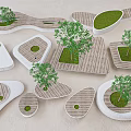 Modern Tree Pool Landscape Seat Park Wide View Pool Flower Pool Planting Pool Lawn 3d model