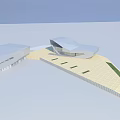 Modern Architectural Exterior With Two Buildings Different Designs Glass Elements And Blue Sky