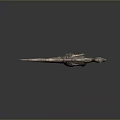 Dinosaur Model on Gray Background with Slender Body Long Tail Stripes Small Head Yellow Mouth