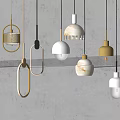 Modern Pendant Lights with Various Designs Metal Frames Glass Shades and Marble Elements 3d model