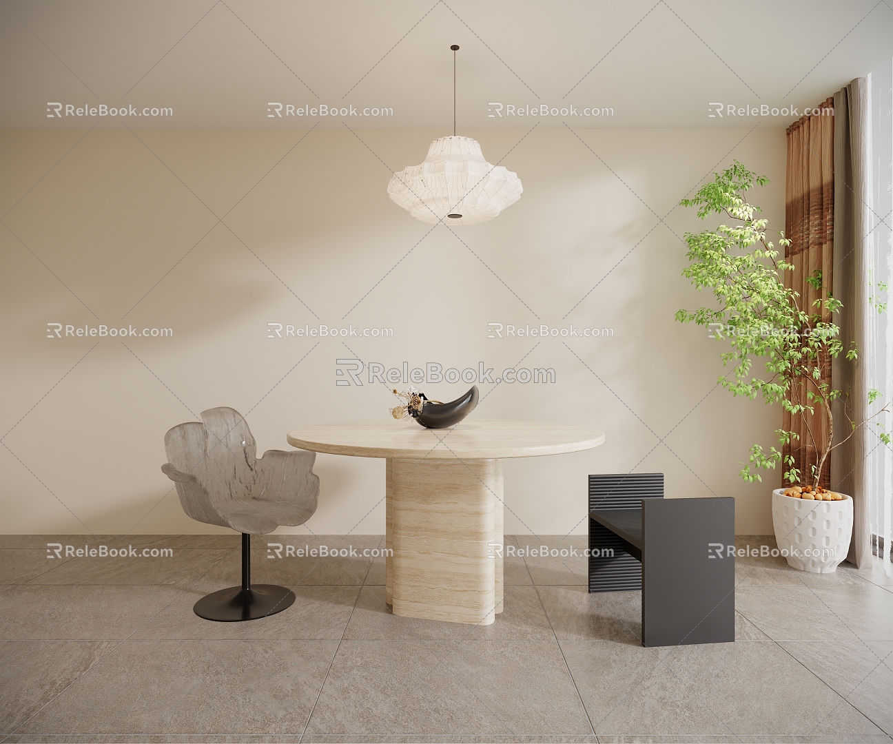 Modern table and chair combination 3d model