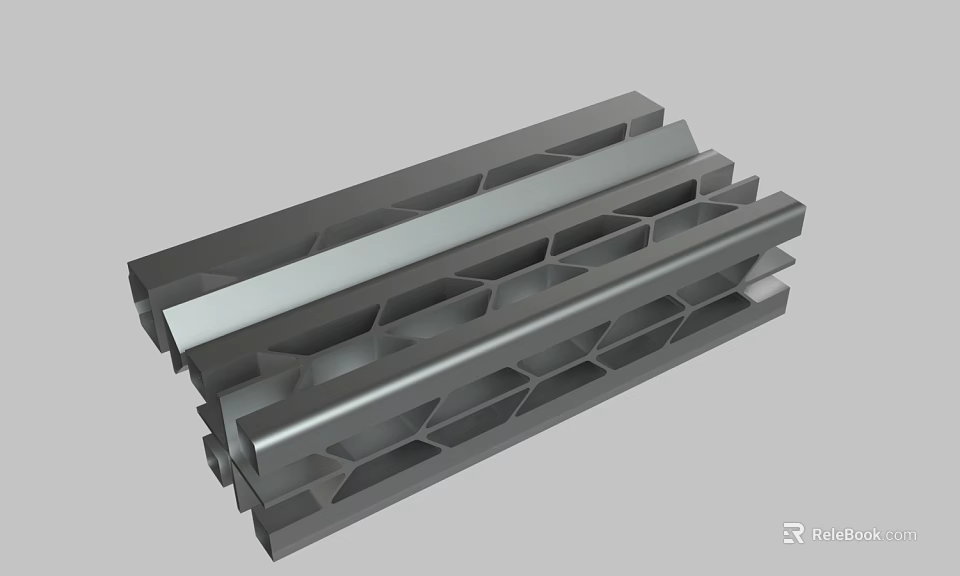 Industrial Metal Long Strips With Hexagonal Hollow Design And Smooth Surface 3d model