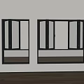 Black Folding Windows With Glass Panels On White Wall And Wooden Floor