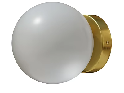 Modern Wall Lamp With White Spherical Lampshade And Gold Base Design 3d model
