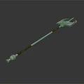 Ornate Fantasy Battle Mace With Silver Metal Head And Brown Wooden Handle Design