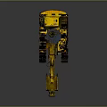 Detailed Yellow Construction Excavator With Caterpillar Tracks Front Bucket And Cab