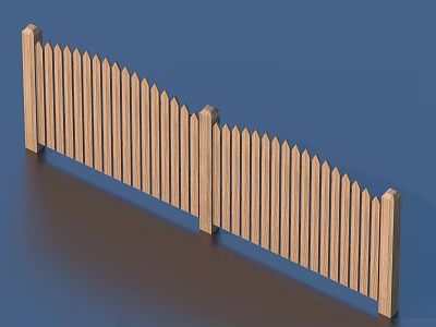 Wooden Garden Fence With Pointed Top Design For Outdoor Backyard Landscape Decoration 3d model