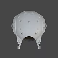 White Astronaut Helmet Featuring Black Circular Visor And Structural Lighting On Dark Background 3d model