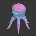 Spotted Pink Purple Octopus Character Creature With Expressive Face Gradient Body And Long Tentacles