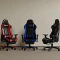 Ergonomic Gaming Chairs in Red Blue Black with MVP Logo and Swivel Wheels
