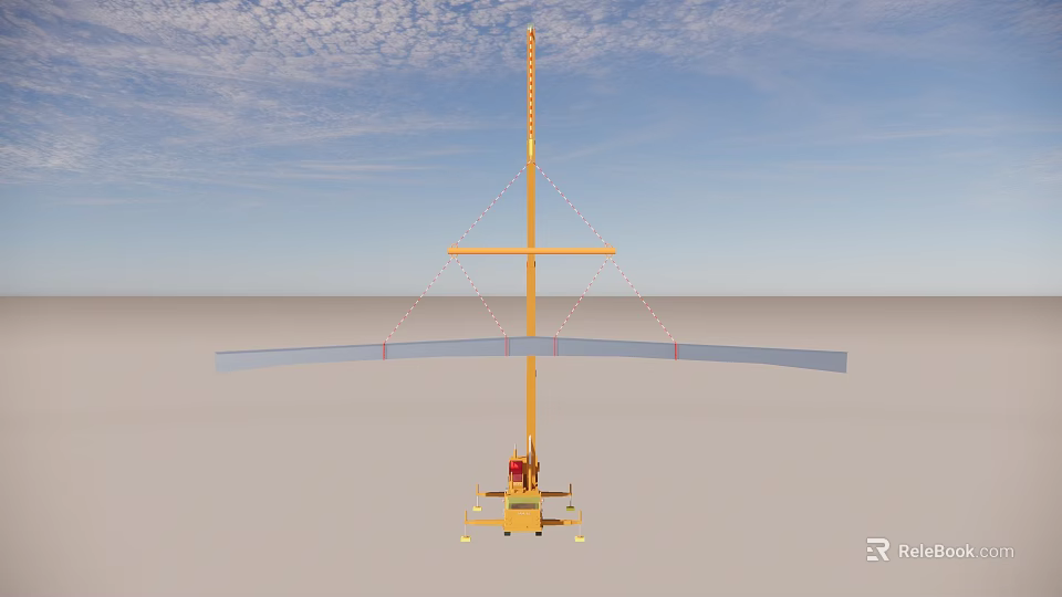 Industrial Equipment With Vertical Pole Horizontal Beam Red Stripes And Yellow Base 3d model 