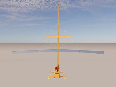 Industrial Equipment With Vertical Pole Horizontal Beam Red Stripes And Yellow Base 3d model
