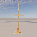 Industrial Equipment With Vertical Pole Horizontal Beam Red Stripes And Yellow Base