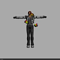 Game Movie Character With Brown Hair Black Jacket White Details Jeans Arms Outstretched Pose