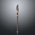 Futuristic Modern Metal Spear Weapon With Striped Pole And Decorative Design
