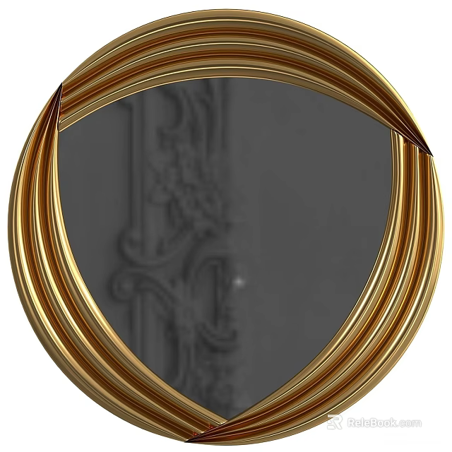 Decorative Golden Framed Mirror With Ornate Curved Design And Classic Style 3d model 