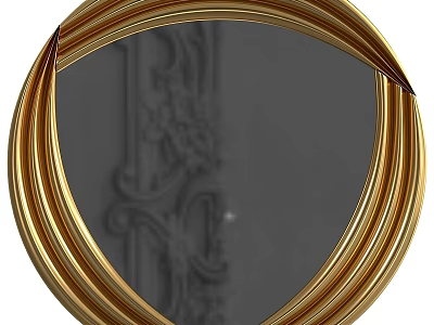 Decorative Golden Framed Mirror With Ornate Curved Design And Classic Style 3d model