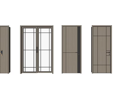 Modern Swing Doors With Glass Panels And Sleek Frames For Home Interior 3d model