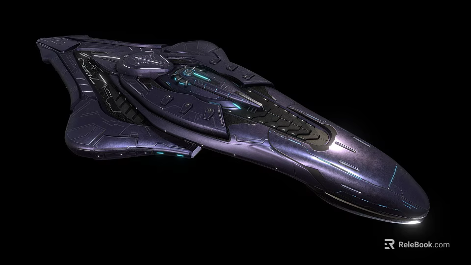 Futuristic Purple Fighter Jet With Sleek Aerodynamic Design And Glowing Accents 3d model 