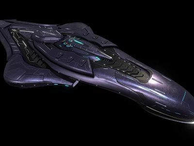 Futuristic Purple Fighter Jet With Sleek Aerodynamic Design And Glowing Accents 3d model