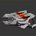 Futuristic Weapon Pistol Design With Red White Accents Laser Emission And Metallic Finish
