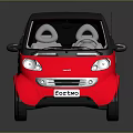 Red Small Compact Car With Black Roof And Modern Two Seater Design