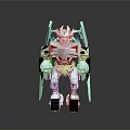 Silver Mechanical Robot With Red Chest And Black Components On Wheels
