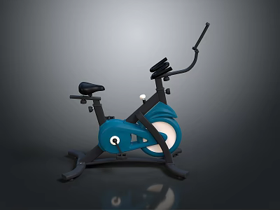 Blue Stationary Exercise Bike With Modern Design For Home Gym Workouts 3d model