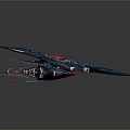 Futuristic Blue And Red Cosmic Spaceship With Sleek Design And Aerodynamic Wings