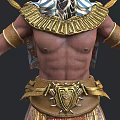 Game and Movie Character Design With Golden Horned Ornament White Hair Colorful Skirt Front Back Views