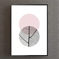 Abstract Framed Wall Art With Circular Cloud Pattern And Pink Circle 3d model