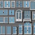 Assorted Window Design Collection Featuring Arch Rectangular Panel And Casement Styles 3d model