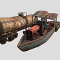 Rusty Old Steamboat Equipped With Cargo Tanks And Paddle Wheel