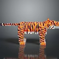 Detailed 3D Pixel Art Tiger Figure With Colorful Digital Block Design