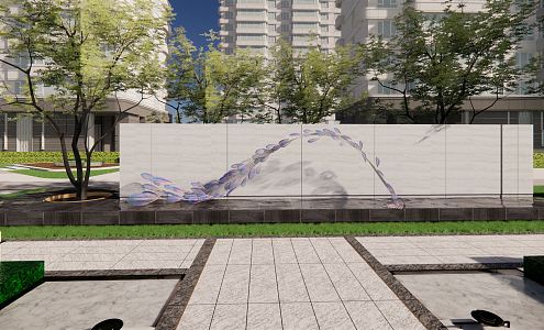 Modern Landscape Wall Creative Landscape Wall 3d model