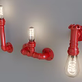 Vintage Industrial Metal Pipe Wall Sconces With Exposed Bulbs And Retro Design