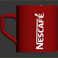 Red Ceramic Nescafe Mug With Classic Handle And Brand Logo Design