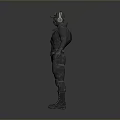 Game Movie Character In Gray Protective Suit With Helmet And Goggles Standing Pose