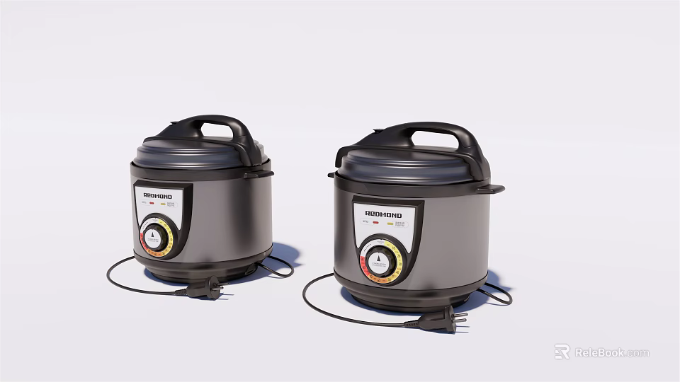 Two Silver Eurochef Rice Cookers Modern Design Kitchen Appliances With Control Panel 3d model