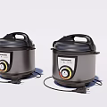 Two Silver Eurochef Rice Cookers Modern Design Kitchen Appliances With Control Panel 3d model