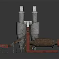 Industrial Machinery With Large Drum Metal Pipes Red Frame And Mechanical Structure