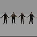 Multiple Male Characters Standing In Row With Different Vintage Costumes