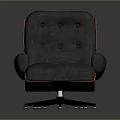 Comfortable Tufted Leather Lounge Chair With Padded Armrest Footrest And Rolling Casters