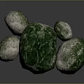 Natural Green and Gray Stones with Rough Textured Surfaces in Original Form