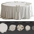 Round Dining Table Showcasing White Draped Tablecloth With Tied Details And Multiple Size Options