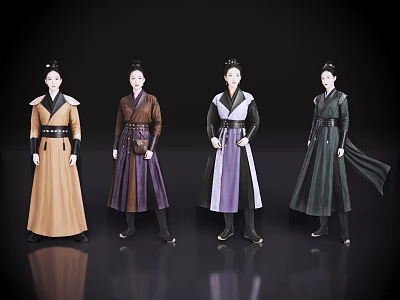 2D costume figure antique beauty costume beauty costume woman 3d model