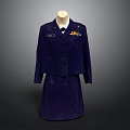Purple Military Uniform Suit Comprising Jacket Skirt And Decorative Badges For Formal Use