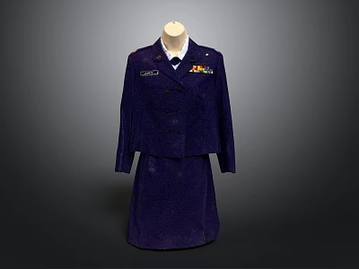 Purple Military Uniform Suit Comprising Jacket Skirt And Decorative Badges For Formal Use 3d model