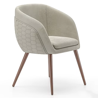 Light Luxury Rice Grey Leather Dining Chair Leisure Chair 3d model