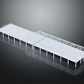 White Multi tiered Bleacher Structure Design With Railings Steps And Platform 3d model